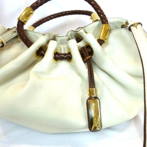 MICHAEL KORS Skorpios Handbag Purse Pebbled Leather Braided Leather Handles-New! - Picture 12 of 12